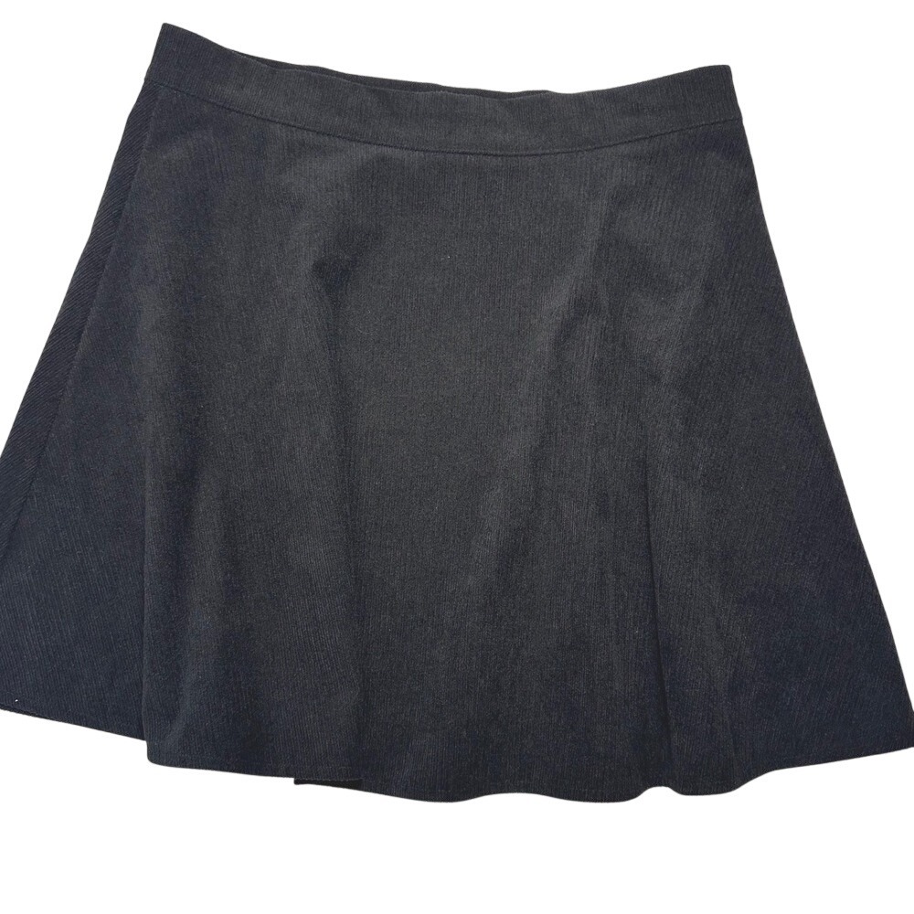 Shein Black Corduroy Mini Skirt A-Line Side Zip Size L 8/10 Womens Solid Casual